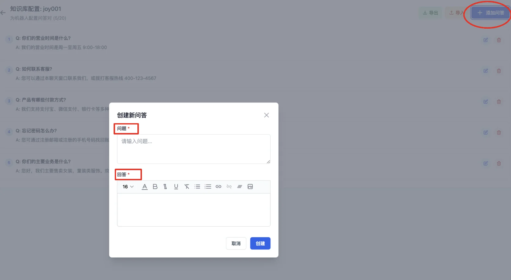 Manually add bot Q&A dialogue