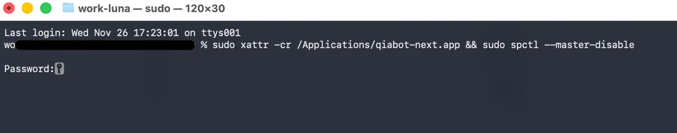Terminal password prompt